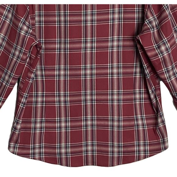Mizzen+Main Men's XXL Trim Fit City Flannel Twill Shirt Burgundy Plaid NWOT - Picture 7 of 10